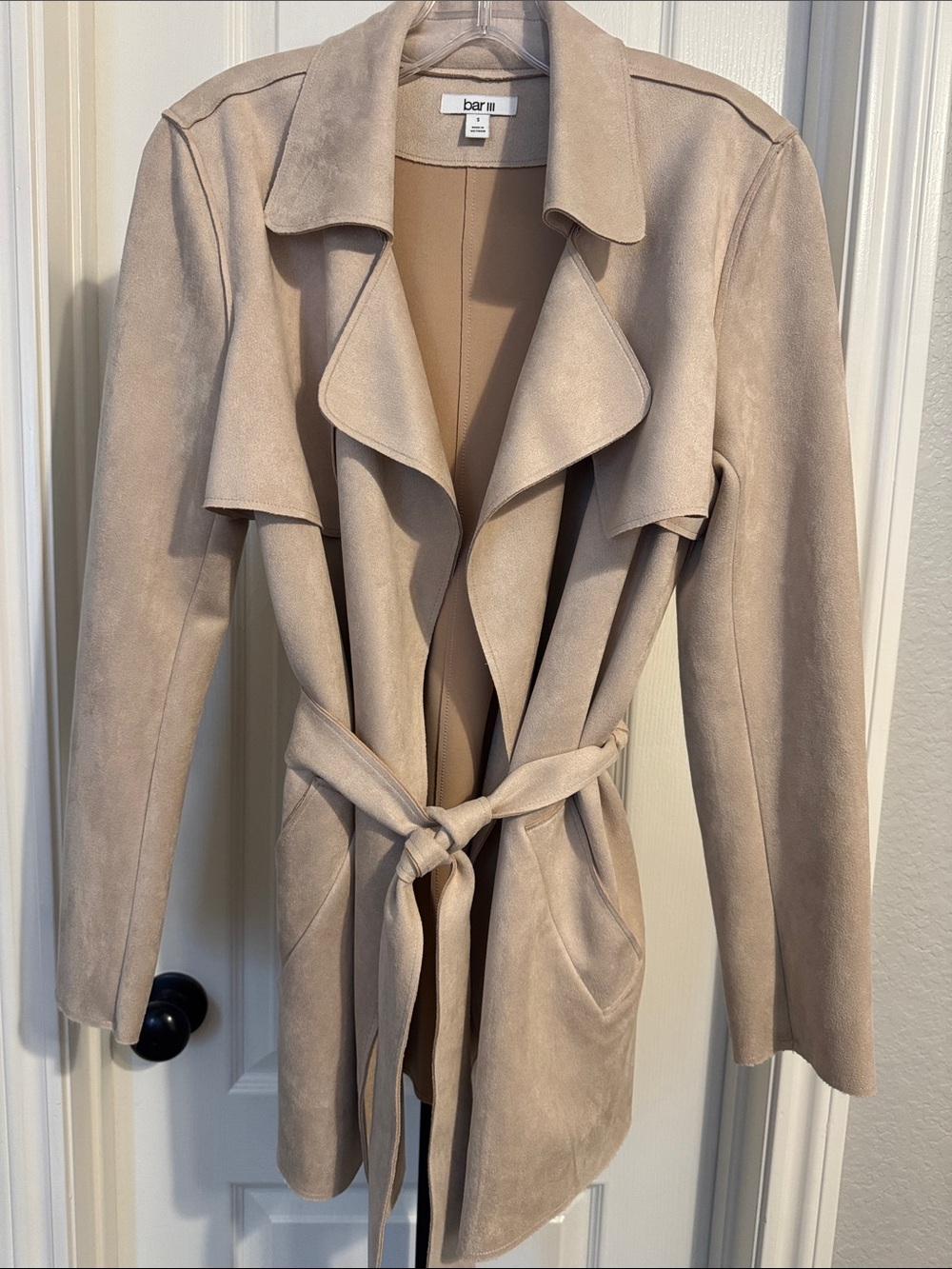 Bar III Soft Suede Fabric Belted Trench Coat 0126